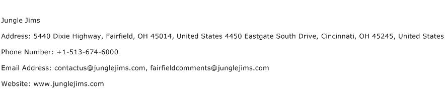 Jungle Jims Address Contact Number