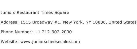 Juniors Restaurant Times Square Address Contact Number