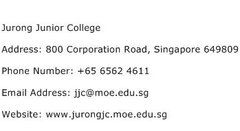 Jurong Junior College Address Contact Number