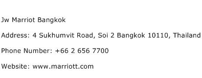 Jw Marriot Bangkok Address Contact Number