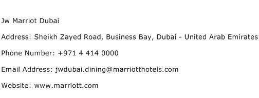 Jw Marriot Dubai Address Contact Number