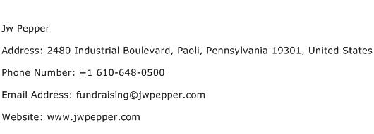 Jw Pepper Address Contact Number