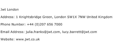 Jwt London Address Contact Number