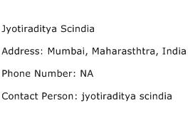 Jyotiraditya Scindia Address Contact Number