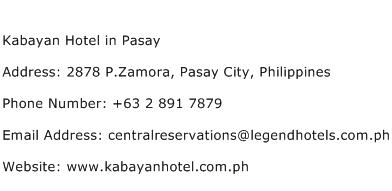 Kabayan Hotel in Pasay Address, Contact Number of Kabayan Hotel in Pasay