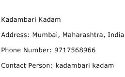 Kadambari Kadam Address Contact Number