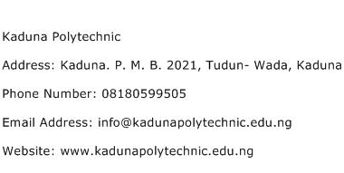 Kaduna Polytechnic Address Contact Number