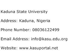 Kaduna State University Address Contact Number