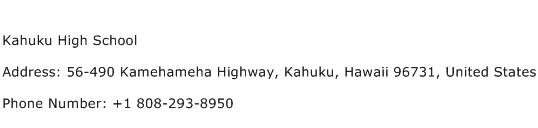 Kahuku High School Address Contact Number