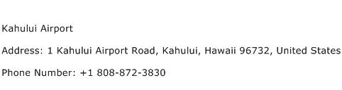 Kahului Airport Address Contact Number