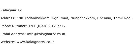 Kalaignar Tv Address Contact Number