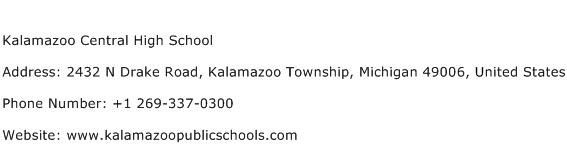 Kalamazoo Central High School Address Contact Number