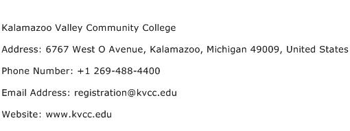 Kalamazoo Valley Community College Address Contact Number