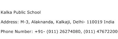 Kalka Public School Address Contact Number