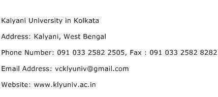 Kalyani University in Kolkata Address Contact Number