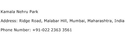 Kamala Nehru Park Address Contact Number