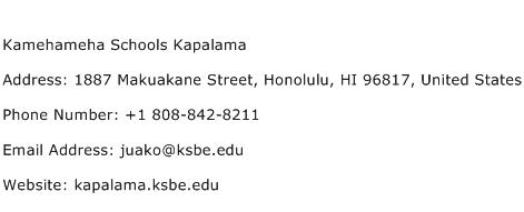 Kamehameha Schools Kapalama Address Contact Number