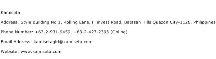 Kamiseta Address Contact Number