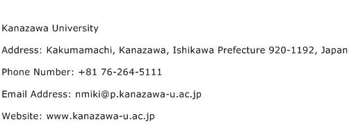 Kanazawa University Address Contact Number