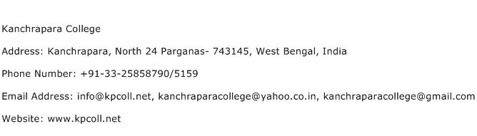 Kanchrapara College Address Contact Number