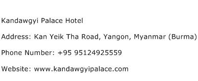 Kandawgyi Palace Hotel Address Contact Number