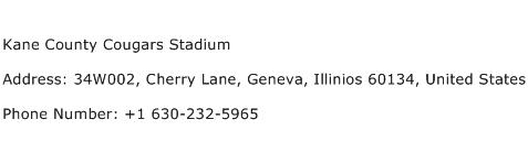 Kane County Cougars Stadium Address Contact Number