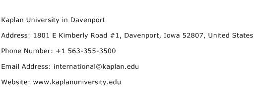 Kaplan University in Davenport Address Contact Number