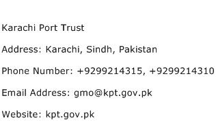 Karachi Port Trust Address Contact Number