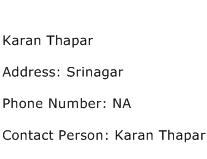 Karan Thapar Address Contact Number
