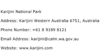 Karijini National Park Address Contact Number