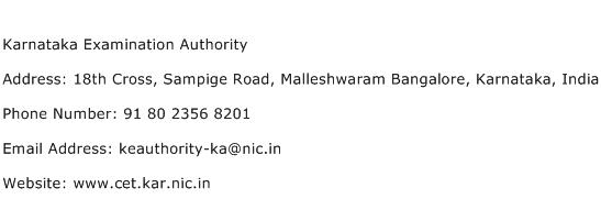 Karnataka Examination Authority Address Contact Number