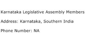 Karnataka Legislative Assembly Members Address Contact Number