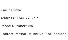 Karunanidhi Address Contact Number