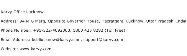 Karvy Office Lucknow Address Contact Number