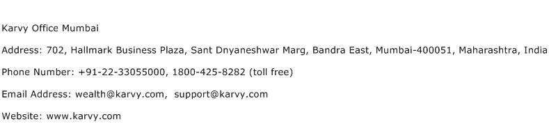 Karvy Office Mumbai Address Contact Number
