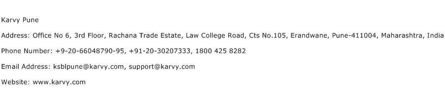 Karvy Pune Address Contact Number