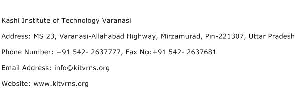 Kashi Institute of Technology Varanasi Address Contact Number