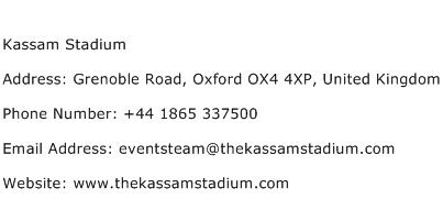 Kassam Stadium Address Contact Number