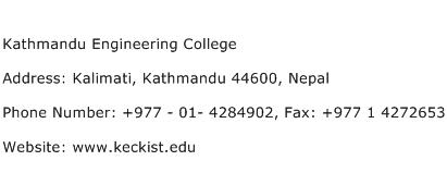 Kathmandu Engineering College Address Contact Number