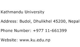 Kathmandu University Address Contact Number