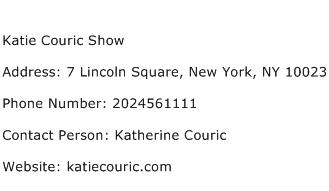 Katie Couric Show Address Contact Number