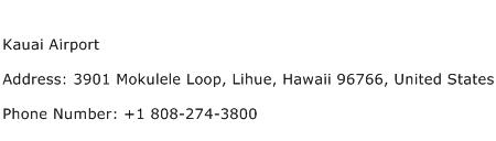 Kauai Airport Address Contact Number