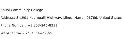 Kauai Community College Address Contact Number