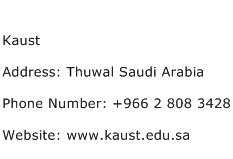 Kaust Address Contact Number