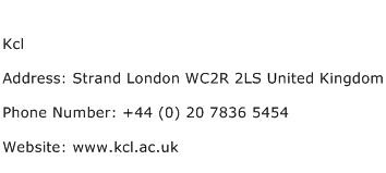 Kcl Address Contact Number