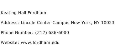 Keating Hall Fordham Address Contact Number