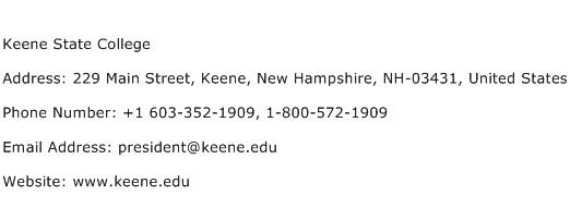 Keene State College Address Contact Number