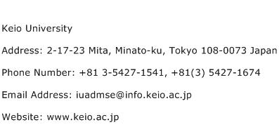 Keio University Address Contact Number