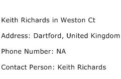 Keith Richards in Weston Ct Address Contact Number