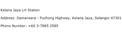 Kelana Jaya Lrt Station Address Contact Number